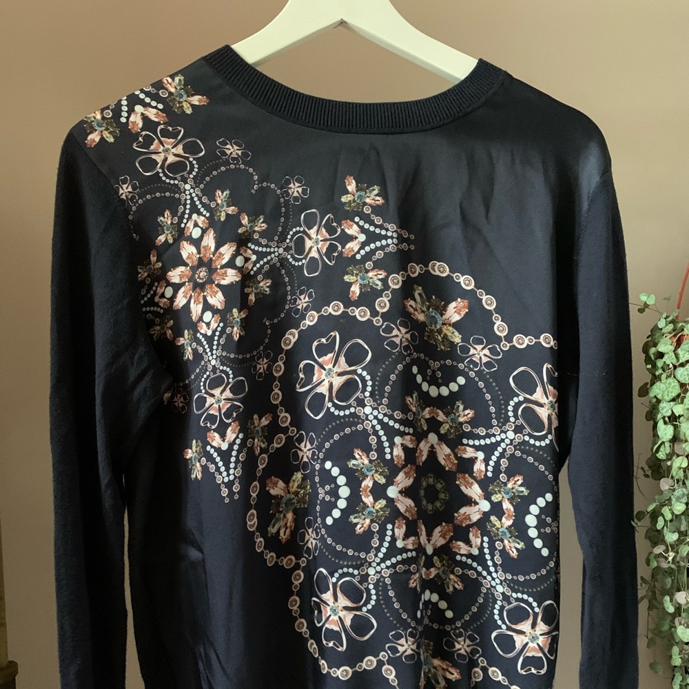 Ted Baker Navy Floral Crew Neck Sweater